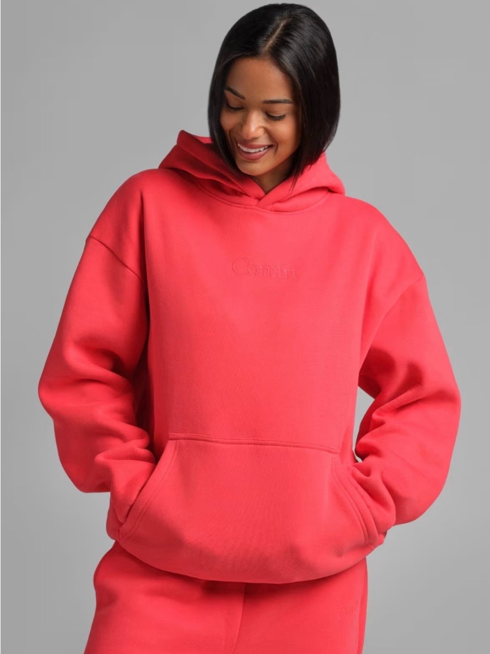Comfrt Unisex Signature Hoodie Hibiscus Red Size Small